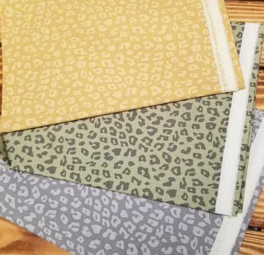 End of Bolt 3 yard case pack: 3 pieces of Quilting Cottons Safari Adventure ( 1 yard cuts)- As pictured