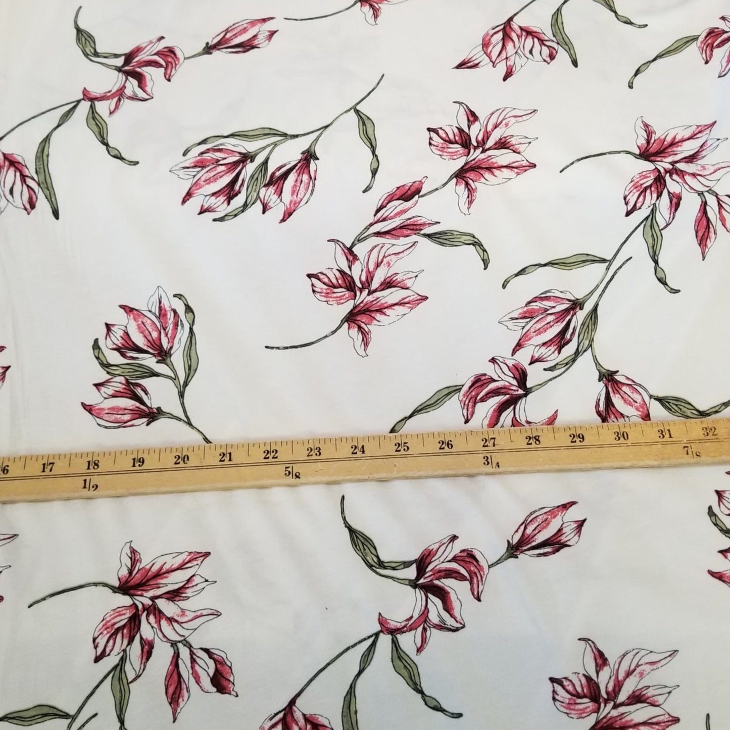 End of Bolt: 2.5 yards of Rayon Spandex Floral Knit- Remnant