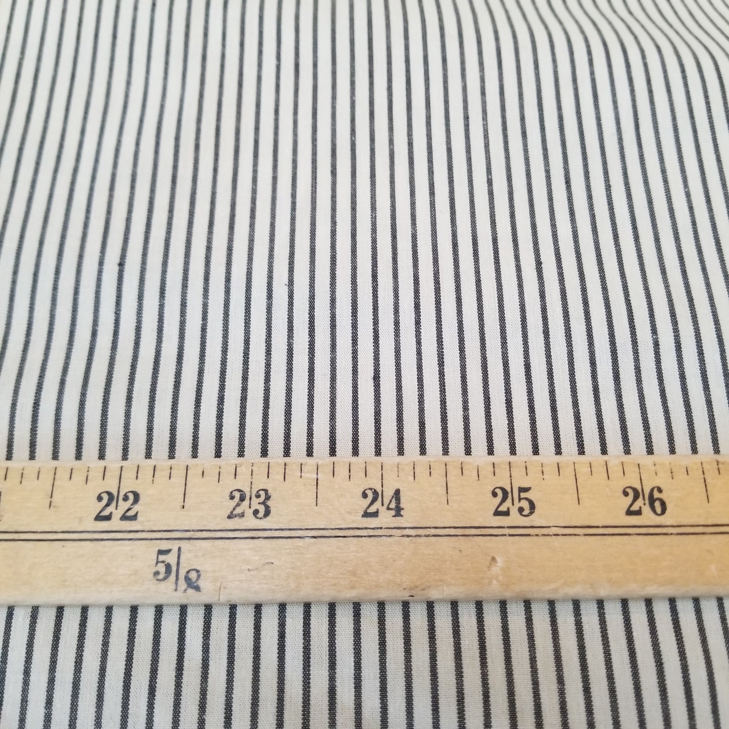 Designer Deadstock Cotton Shirting Vertical Micro Stripe Black and Cream Woven- by the yard