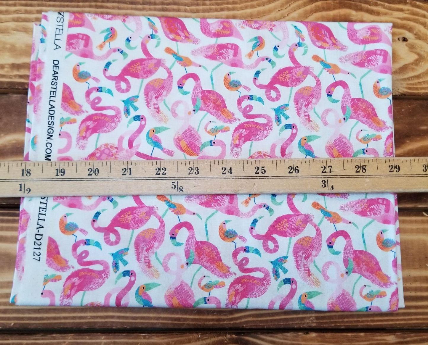 End of Bolt: 1 yard of Dear Stella  Flamingo Quilting Cotton Woven- Remnant