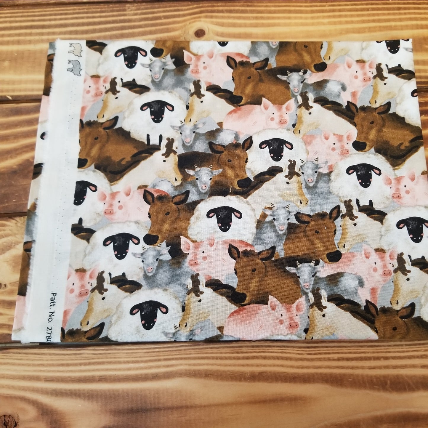 End of Bolt 1 yard case pack: 1 piece of Quilting Cottons Blank Quilting Farm Animals ( 1 yard cuts)- As pictured