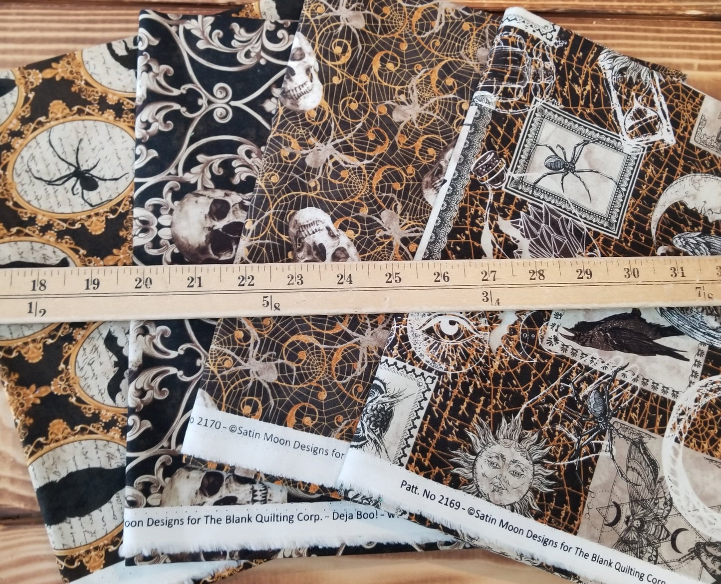 End of Bolt 4 yard case pack: 4 pieces of Quilting Cottons Blank Quilting Halloween Deja Boo! (1 yard cuts)- As pictured