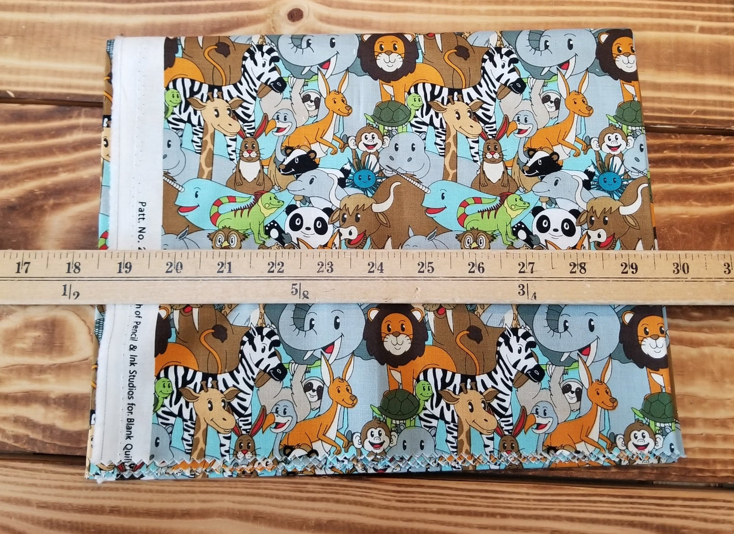 End of Bolt 1 yard case pack: 1 piece of Quilting Cotton Hannah of Pencil & Ink Studios Animals (1 yard cuts)- As pictured