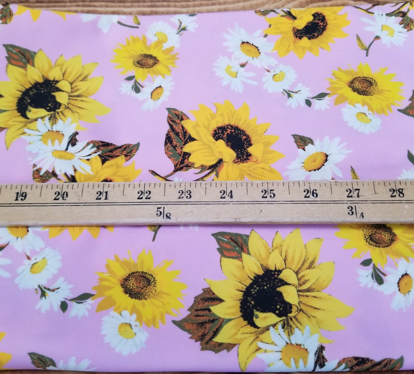 Designer Deadstock Nylon Spandex Swim Performance Wear Bohemian Sunflowers and Daisies Pink Knit-by the yard