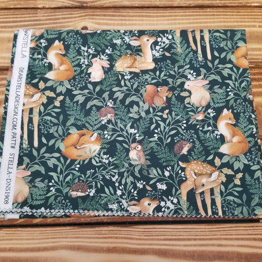 End of Bolt: 1 yard cut- Total of 1 yard of Quilting Cotton Dear Stella Woodland Animals As pictured