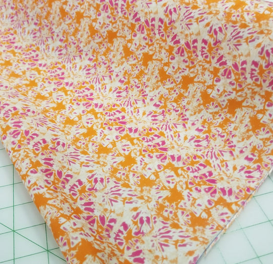 Designer Deadstock Orange and Fuchsia Abstract Rayon Cotton Slight Stretch Woven-by the yard