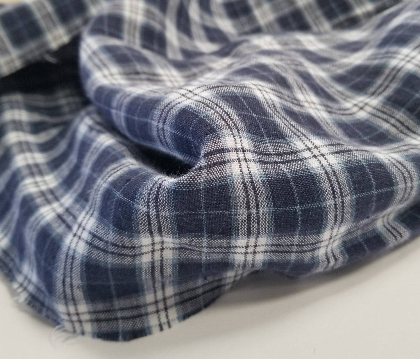 Irish Linen Navy Plaid Spence  Bryson Woven 167 GSM- by the yard