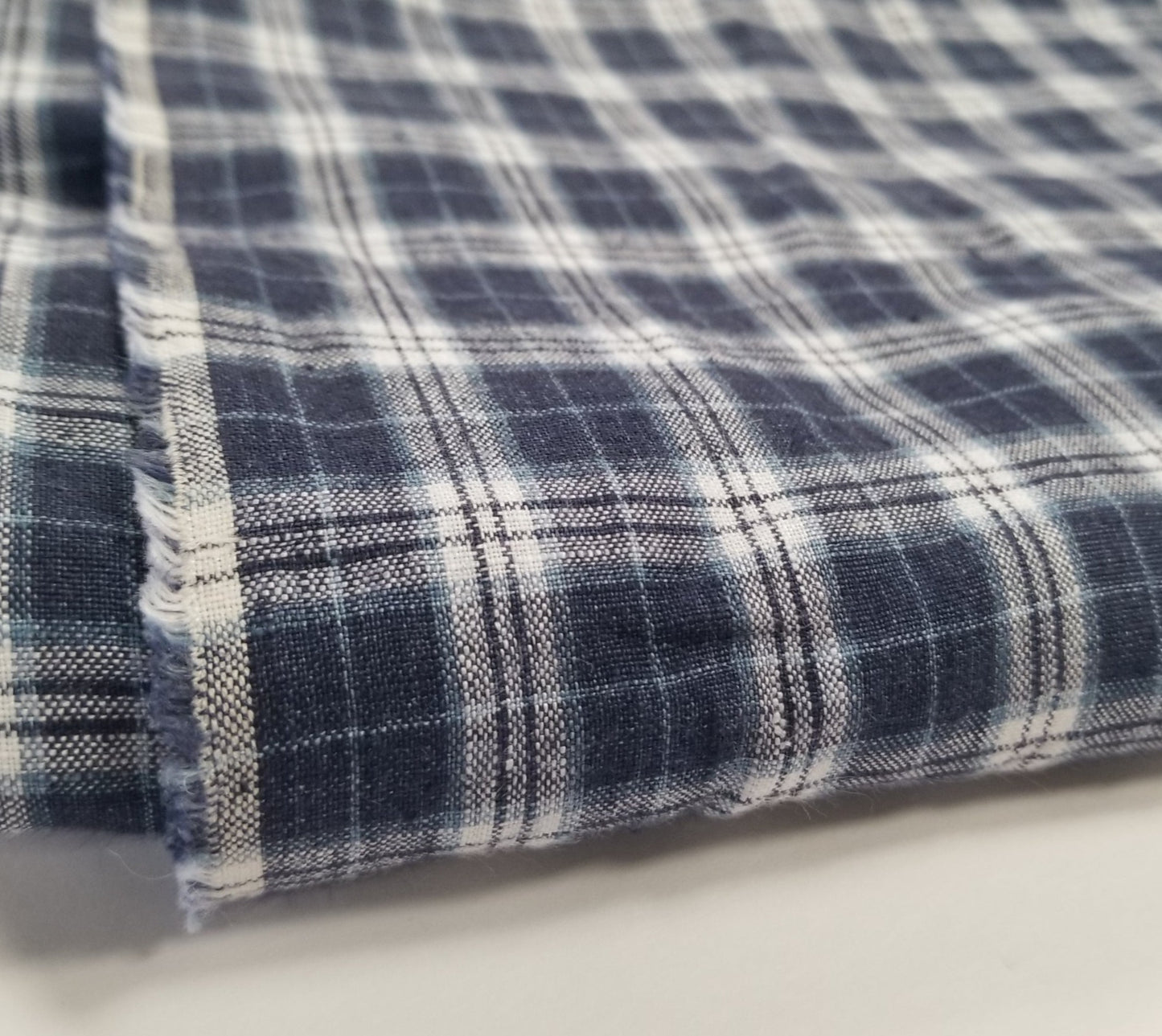 Irish Linen Navy Plaid Spence  Bryson Woven 167 GSM- by the yard