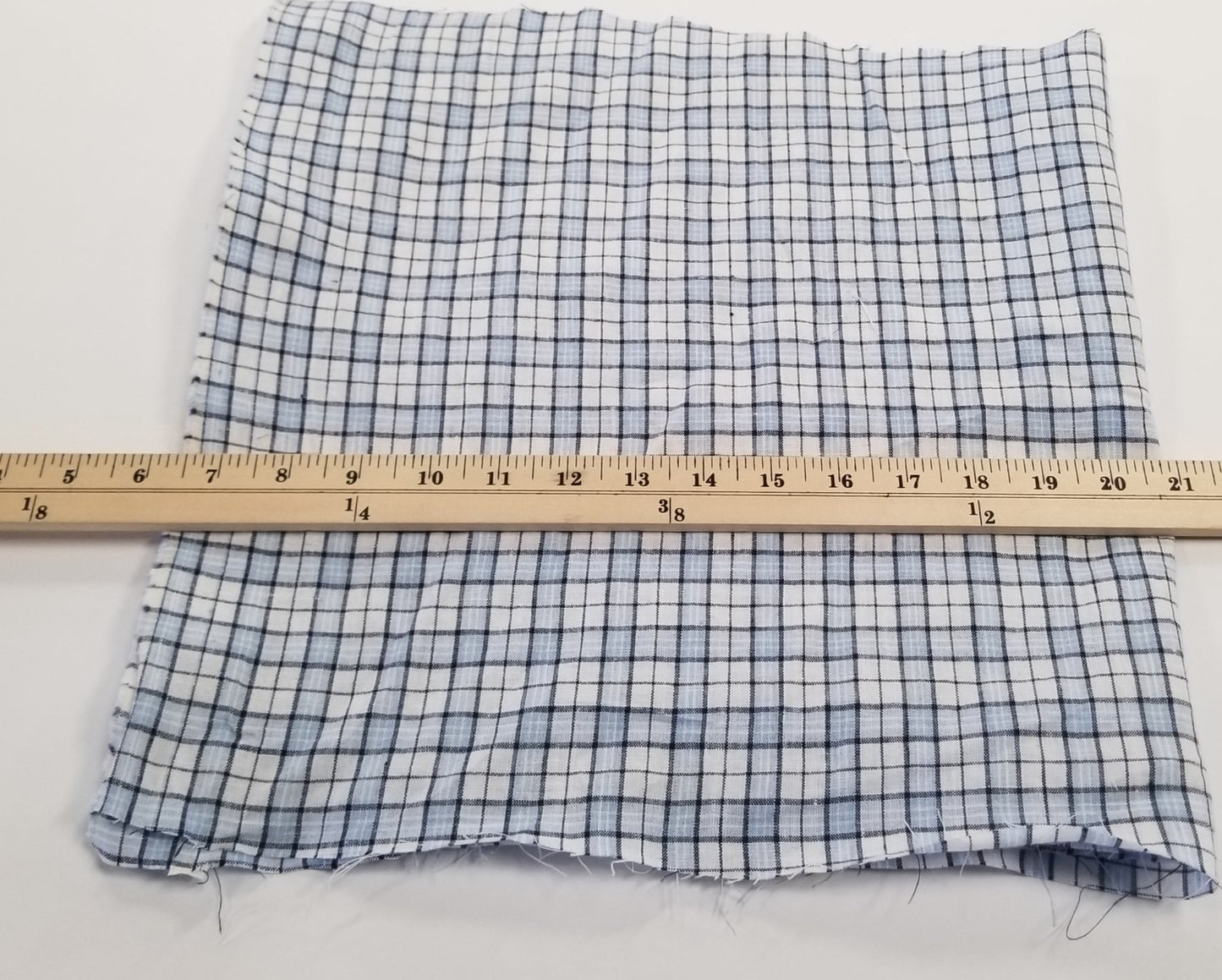 Irish Linen Light Blue  and White Plaid Bryson Woven 167 GSM- by the yard