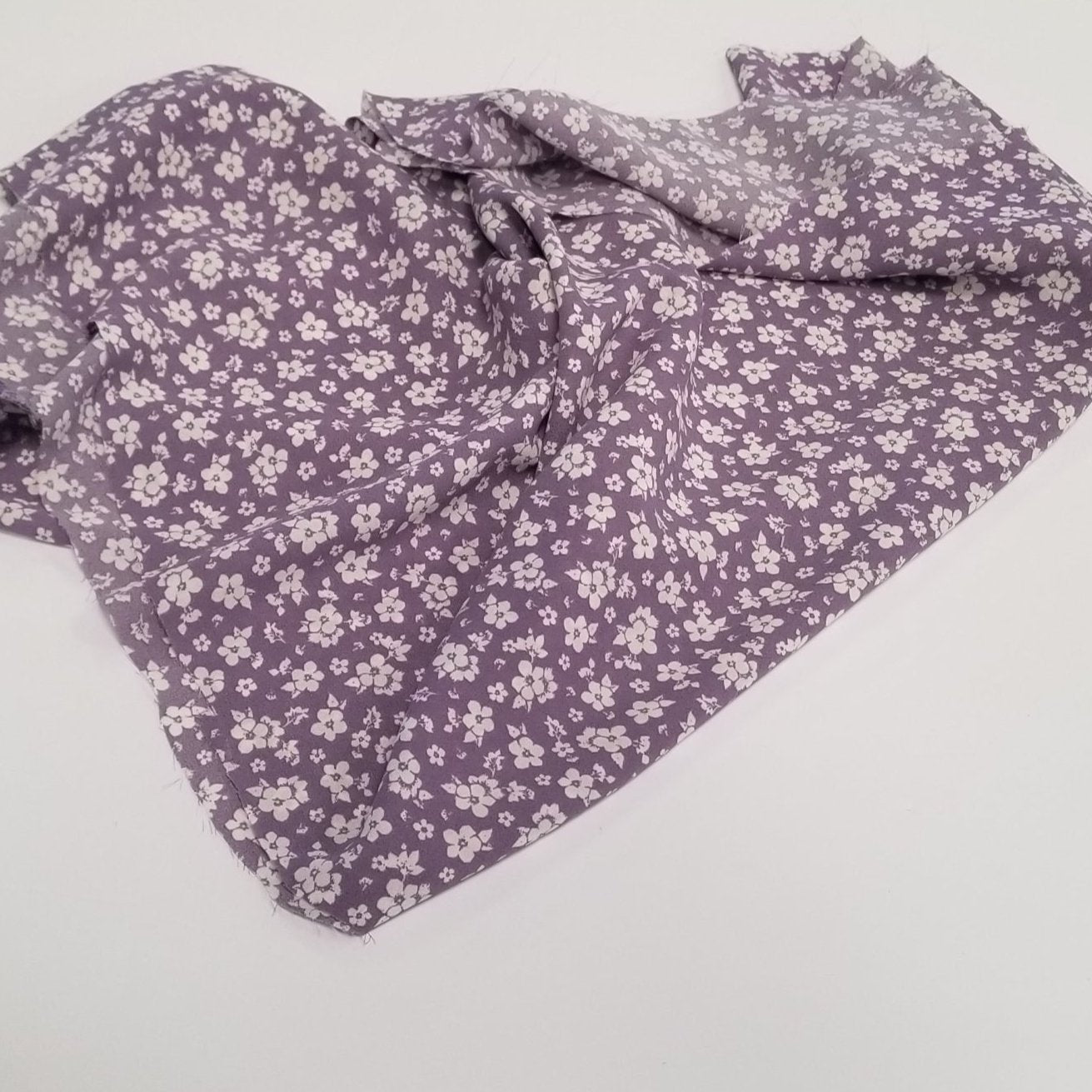 Designer Deadstock Rayon Crepe Floral Purple Woven- by the yard