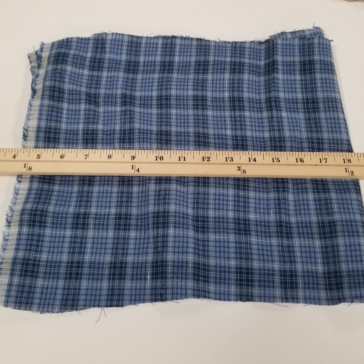 End of Bolt: 1 yard of Irish Linen Keady Blue Plaid Spence Bryson Woven 165 GSM- remnant