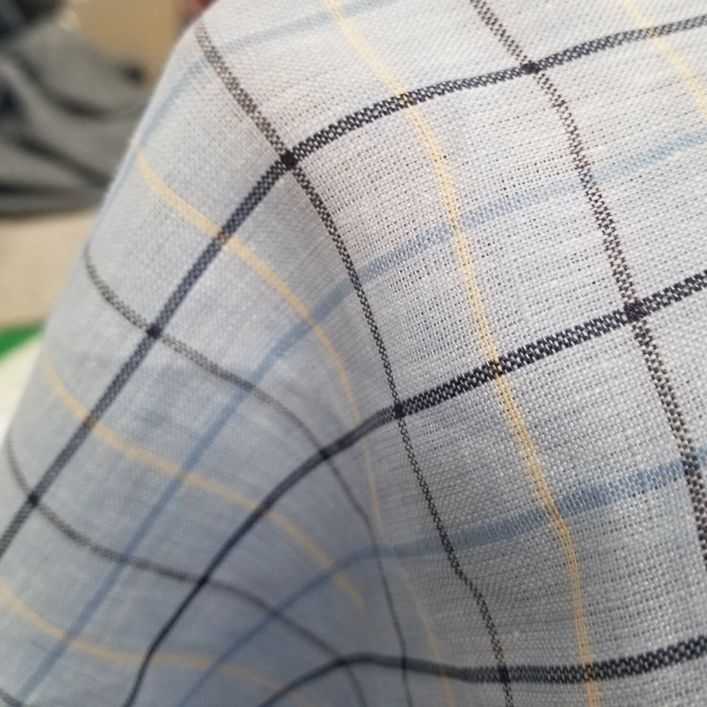 Irish Linen Light Blue and Yellow Plaid Spence Bryson Woven 150 GSM- by the yard