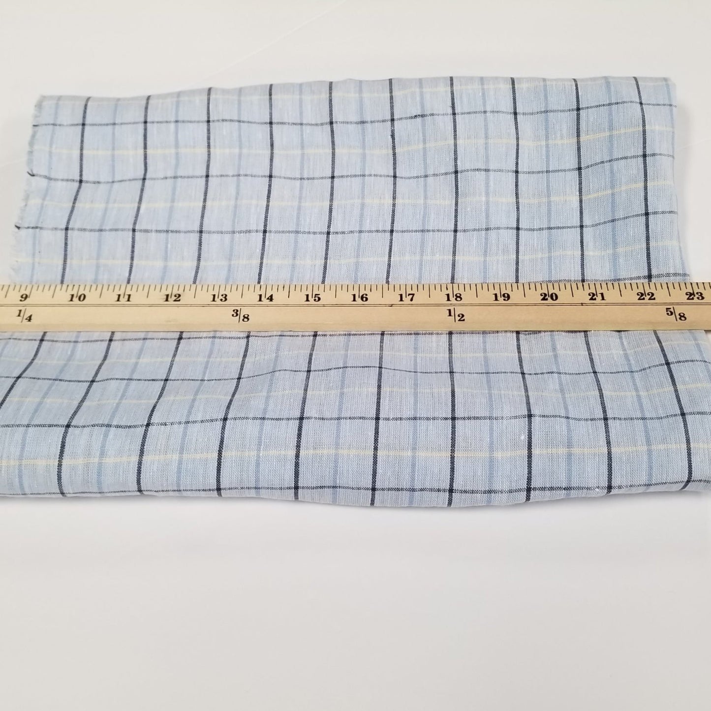 Irish Linen Light Blue and Yellow Plaid Spence Bryson Woven 150 GSM- by the yard