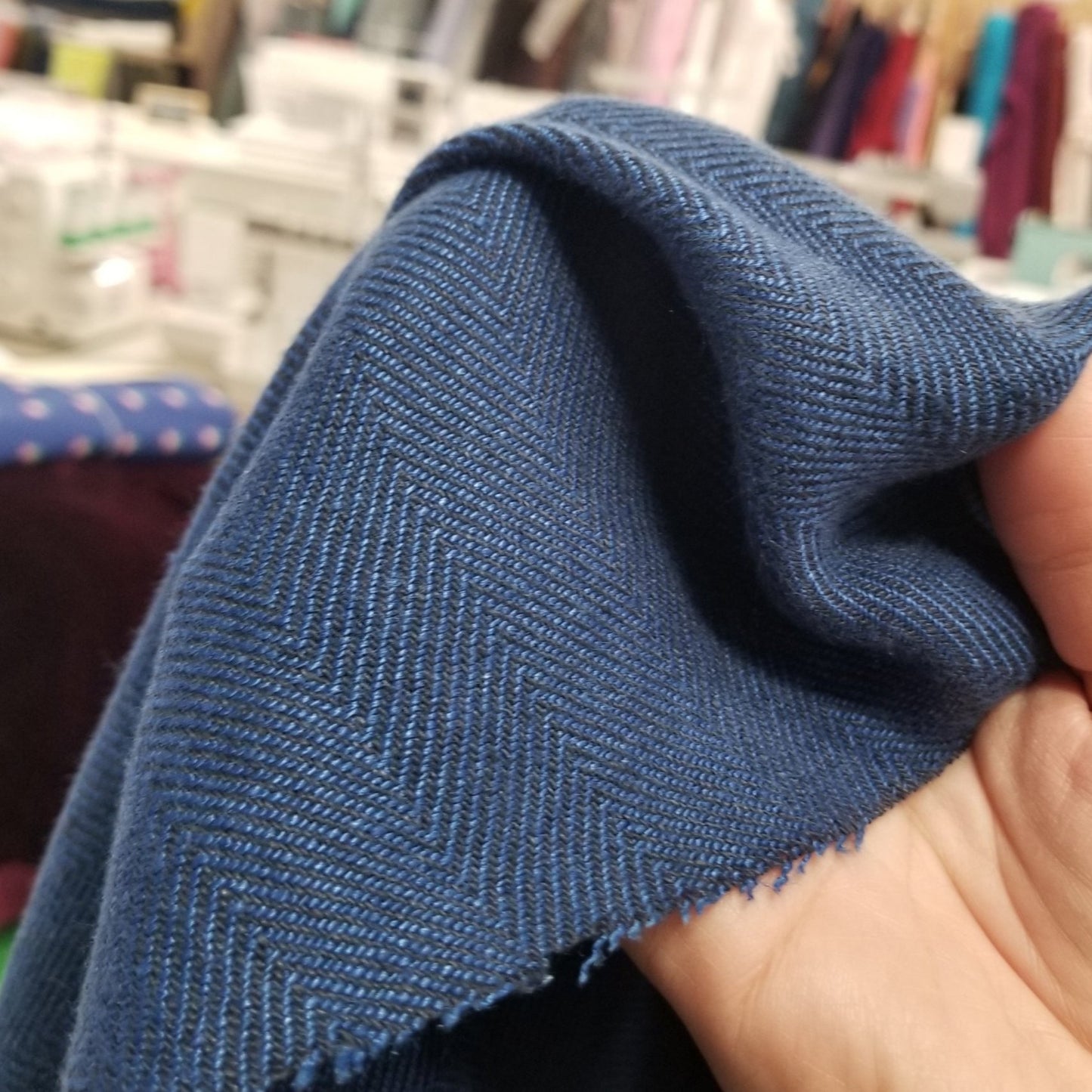 Irish Linen Royal Blue Herringbone Bottomweight Spence Bryson Woven 300 GSM- by the yard