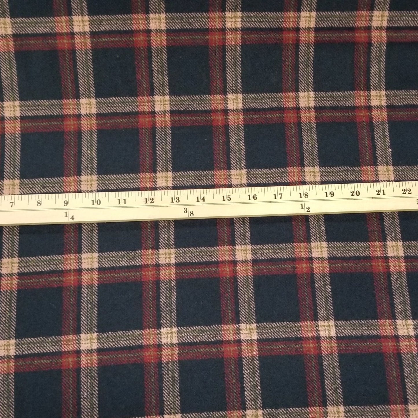 LA Finch 5 yard precut: 5 yards of Wool Blend Melton Dark Navy Plaid Slight Brushed Woven