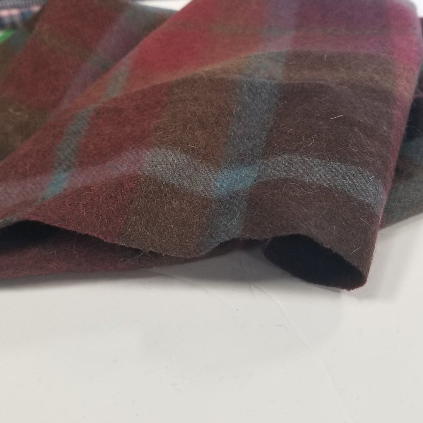 Wool Blend Melton Plaid Coating Brown and Marsala Woven-Sold by the yard