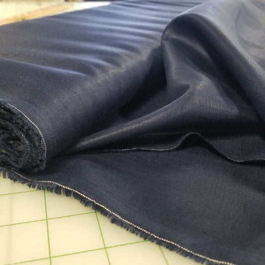 Irish Linen Navy Blue with Sheen Spence Bryson Woven 105 GSM- by the yard