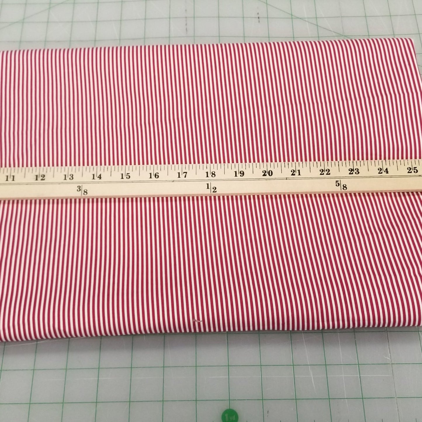 Designer Deadstock European Soft Micro Stripe Red and Ivory Cotton Spandex Shirting Twill  Woven- by the yard