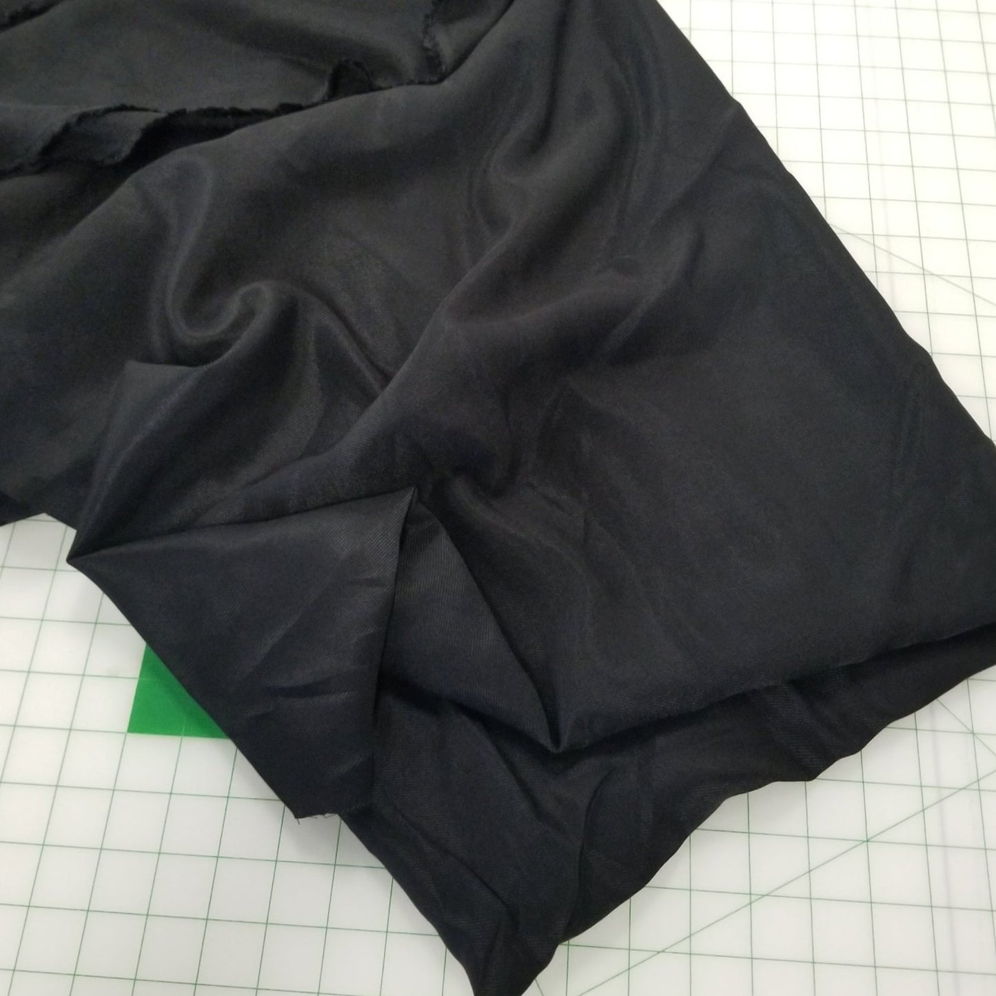 Designer Deadstock Paris Crepe Solid Opaque Black Rayon Woven=by the yard