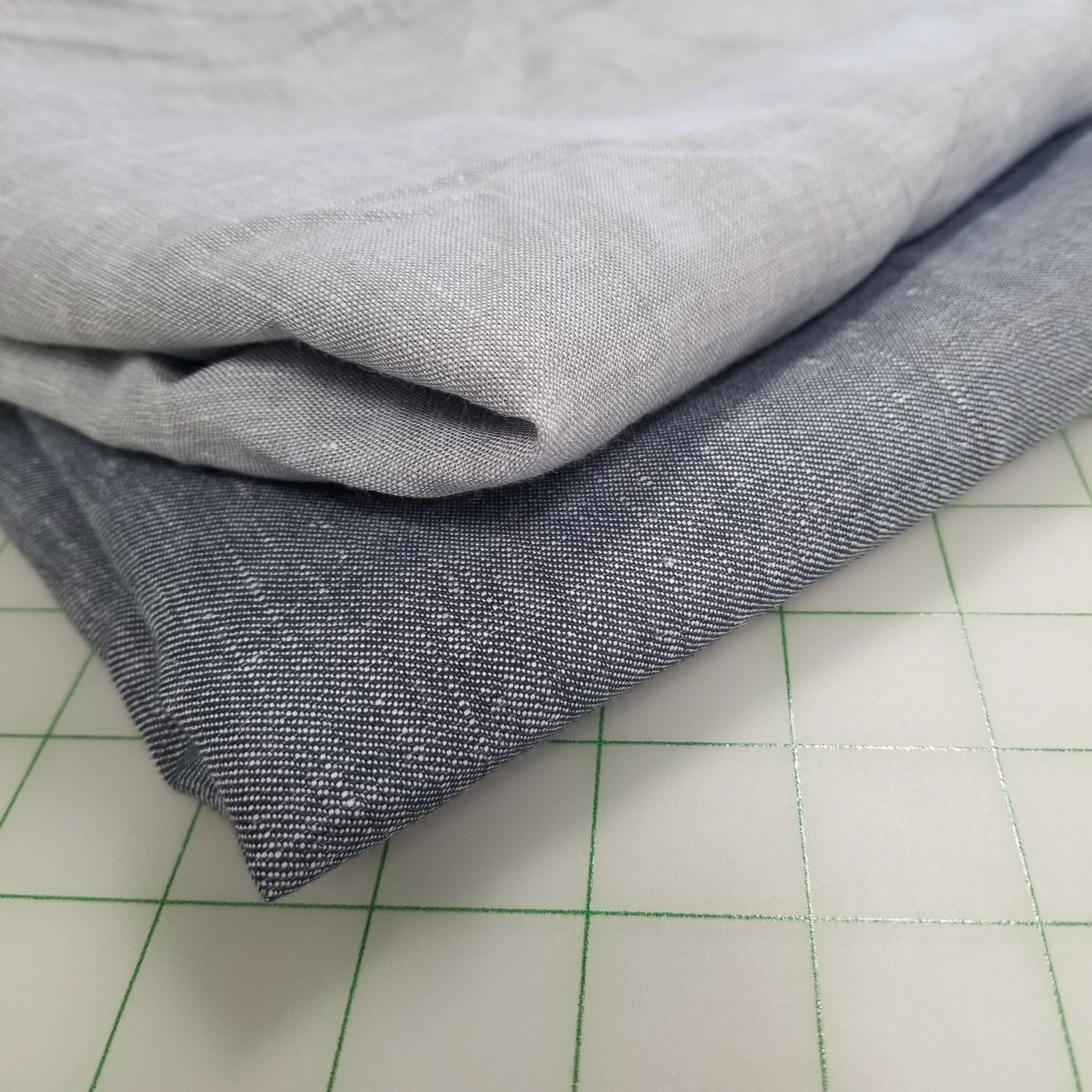 Designer European Deadstock 100% Linen Chambray Light Gray  Shirting Woven- by the yard