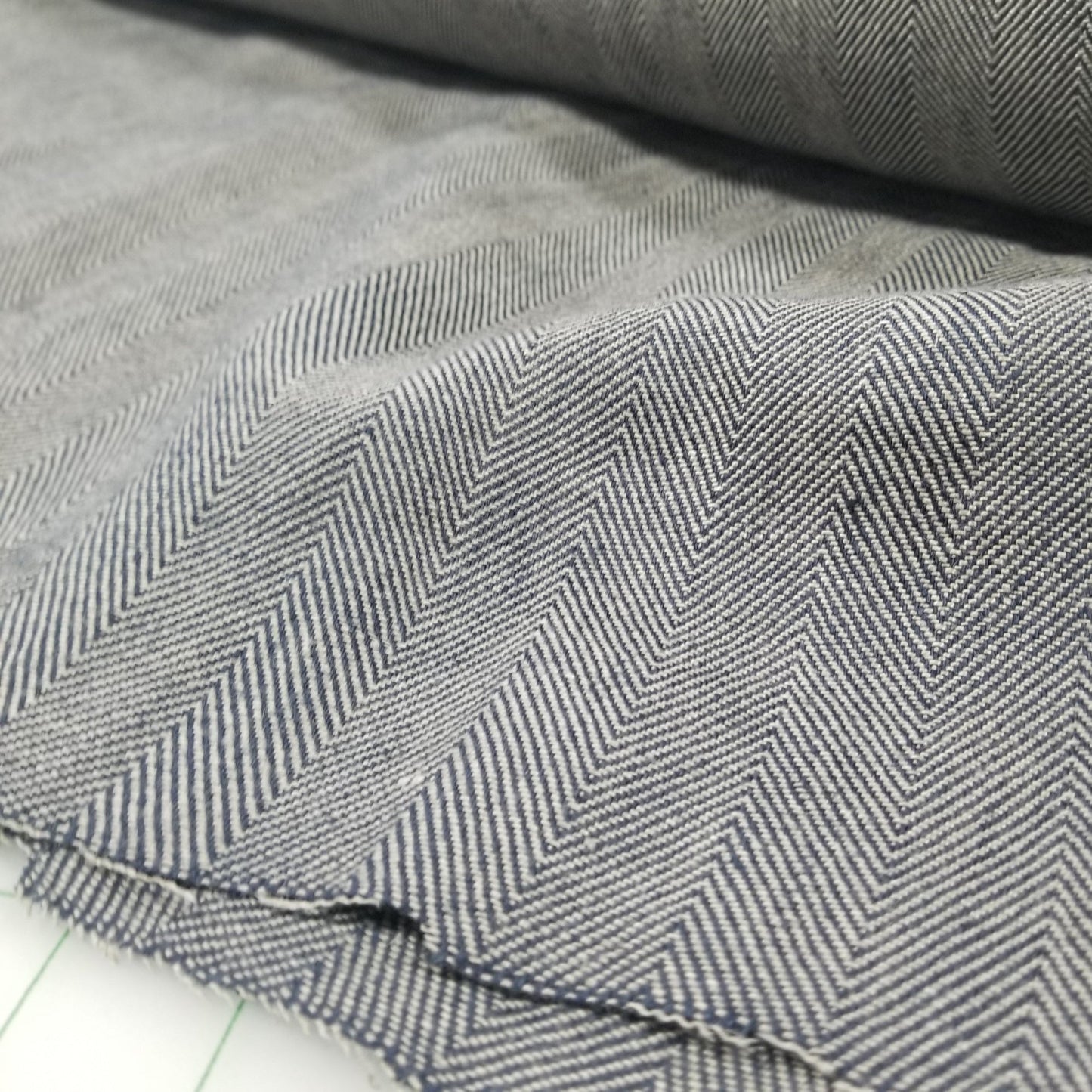 Irish Pure Linen Dark Navy Herringbone Bottomweight Spence Bryson Woven 300 GSM- by the yard