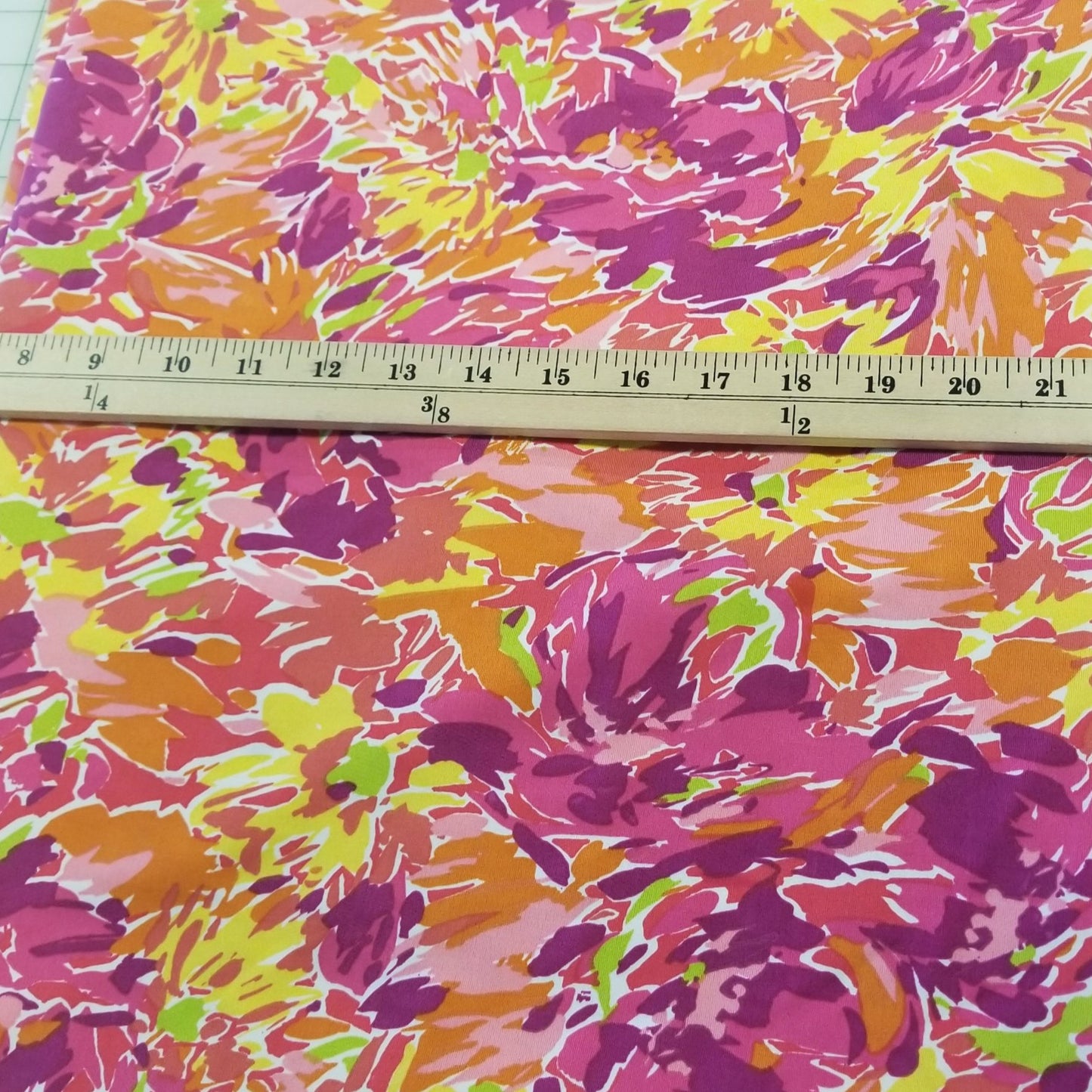 End of Bolt: 1-3/4th yards of Abstract Watercolor Floral Matte Knit- Remnant