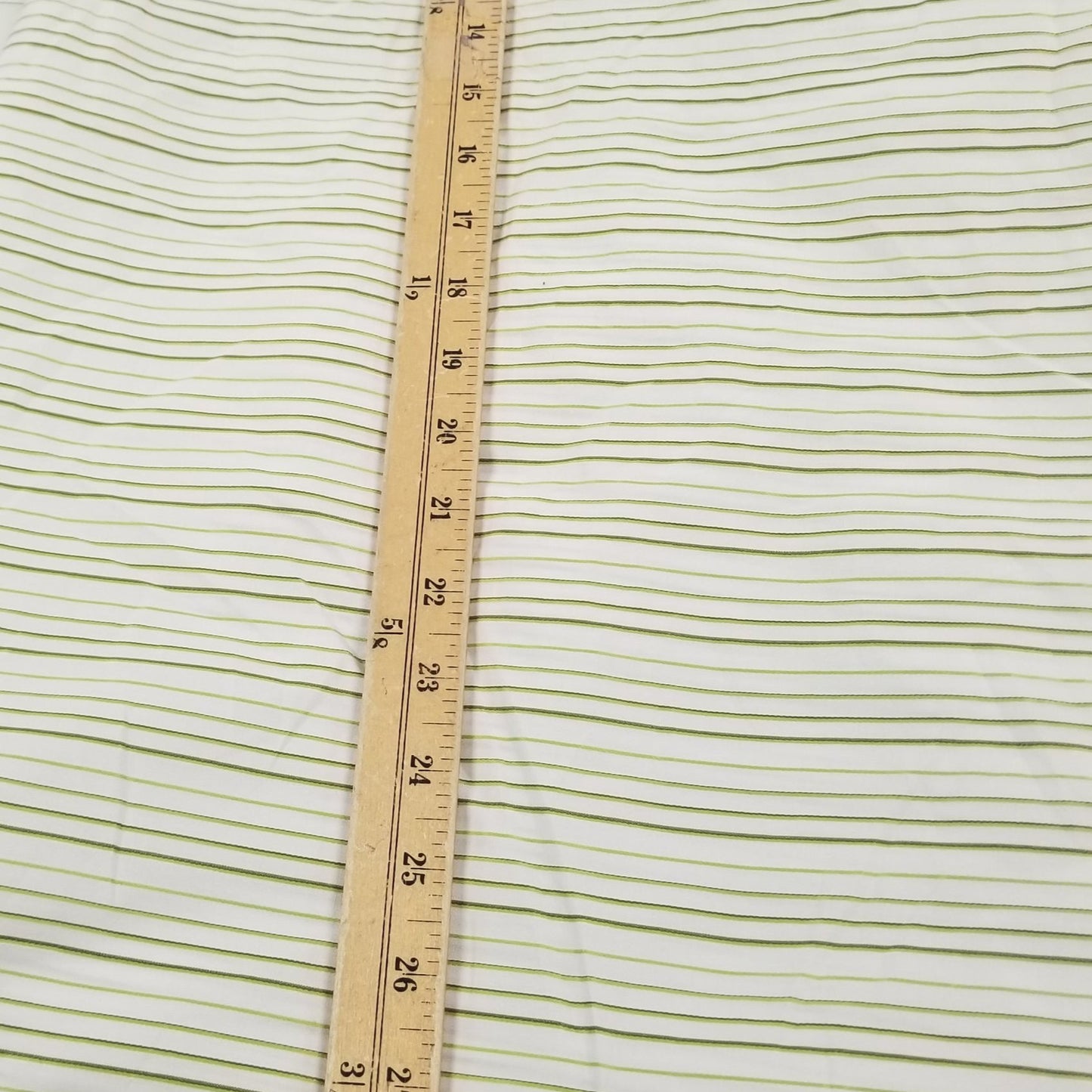 Italian Deadstock Silhouette Ivory Cotton Apparel Horizontal Stripe Lime  and Dark Green Shirting Woven- by the yard