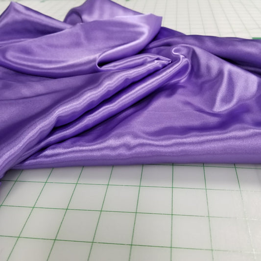 End of Bolt: 2 yards of Shiny  Satin Charmeuse Purple Woven- remnant