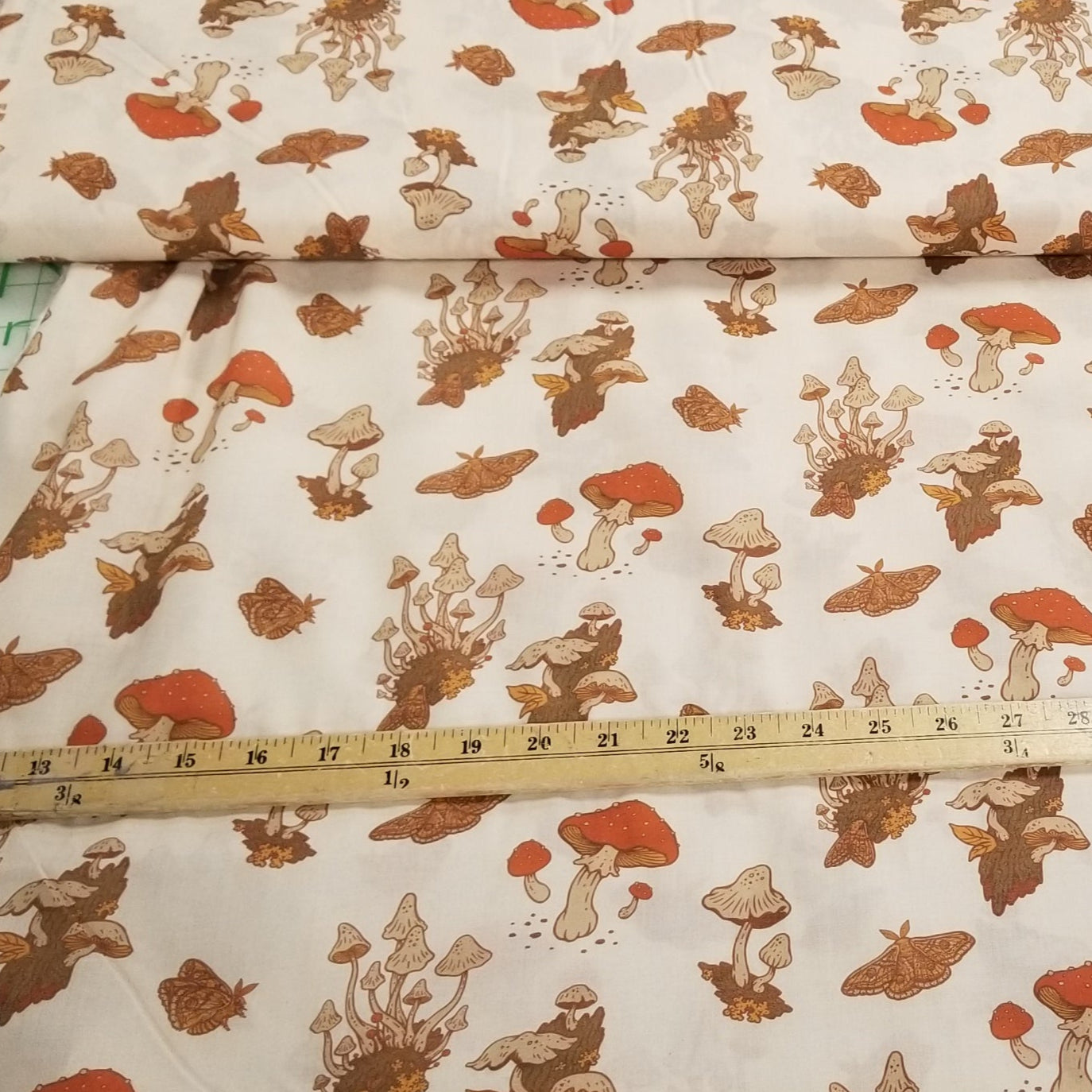 Organic Cotton Lawn Mushrooms In Cream Woven| Wild Coast by Mustard Beetle for Birch Fabrics -by the half yard