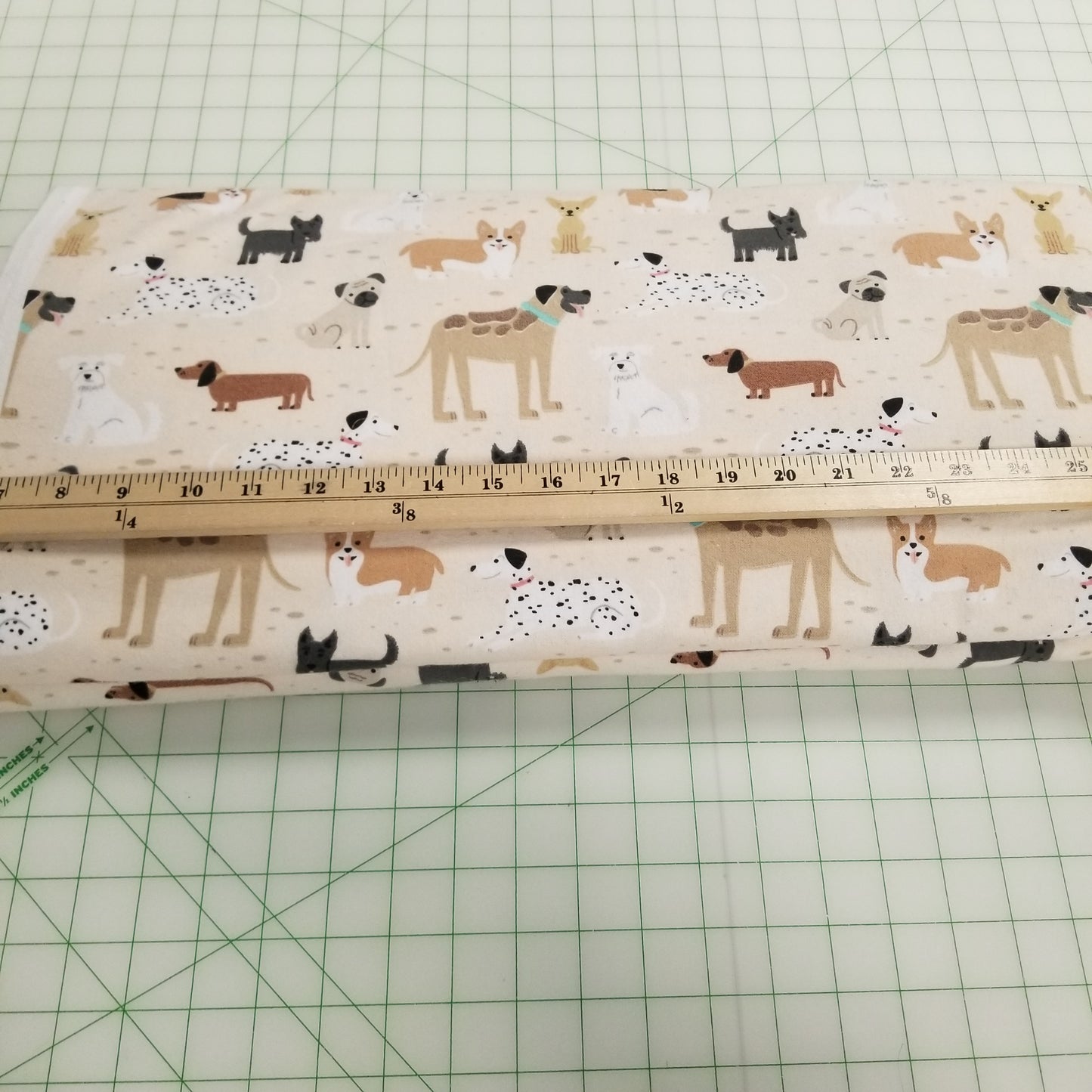 End of Bolt: 2 yards of Dog Print Cotton Flannel A.E Nathan Woven- Remnant