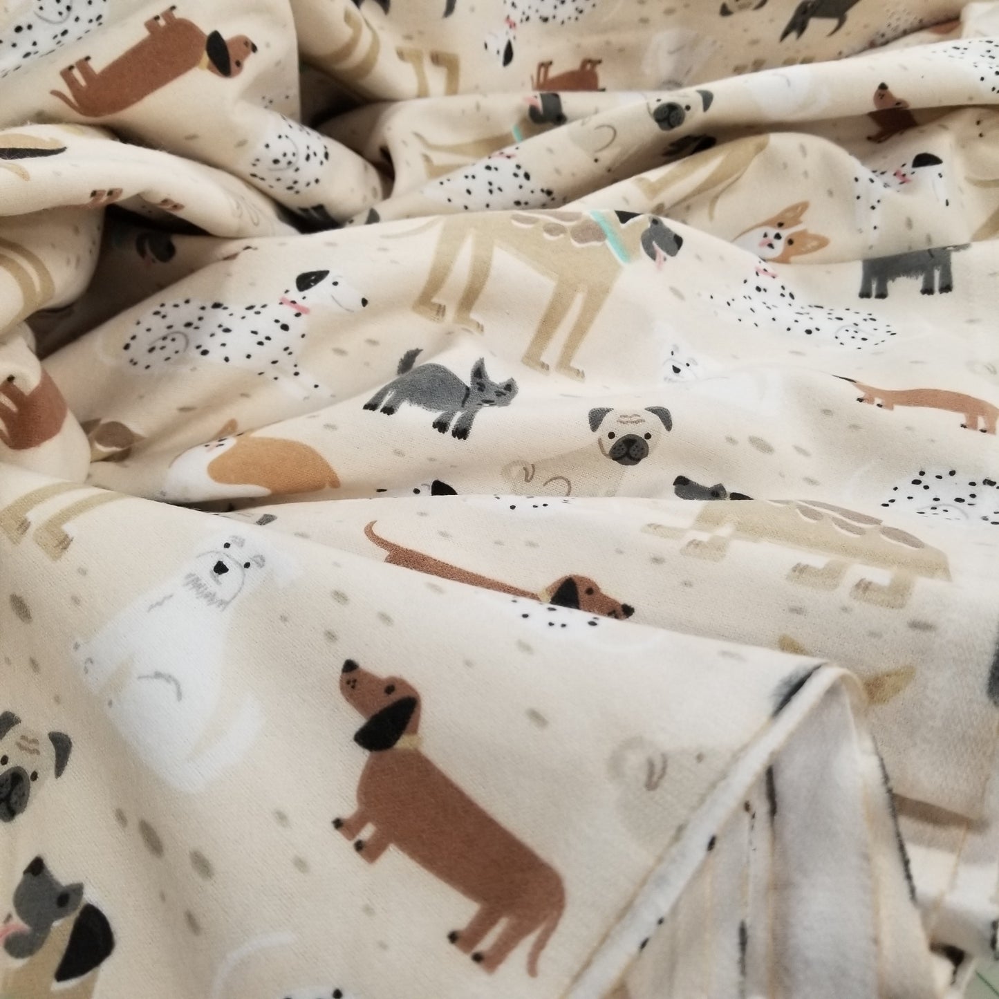 End of Bolt: 2 yards of Dog Print Cotton Flannel A.E Nathan Woven- Remnant