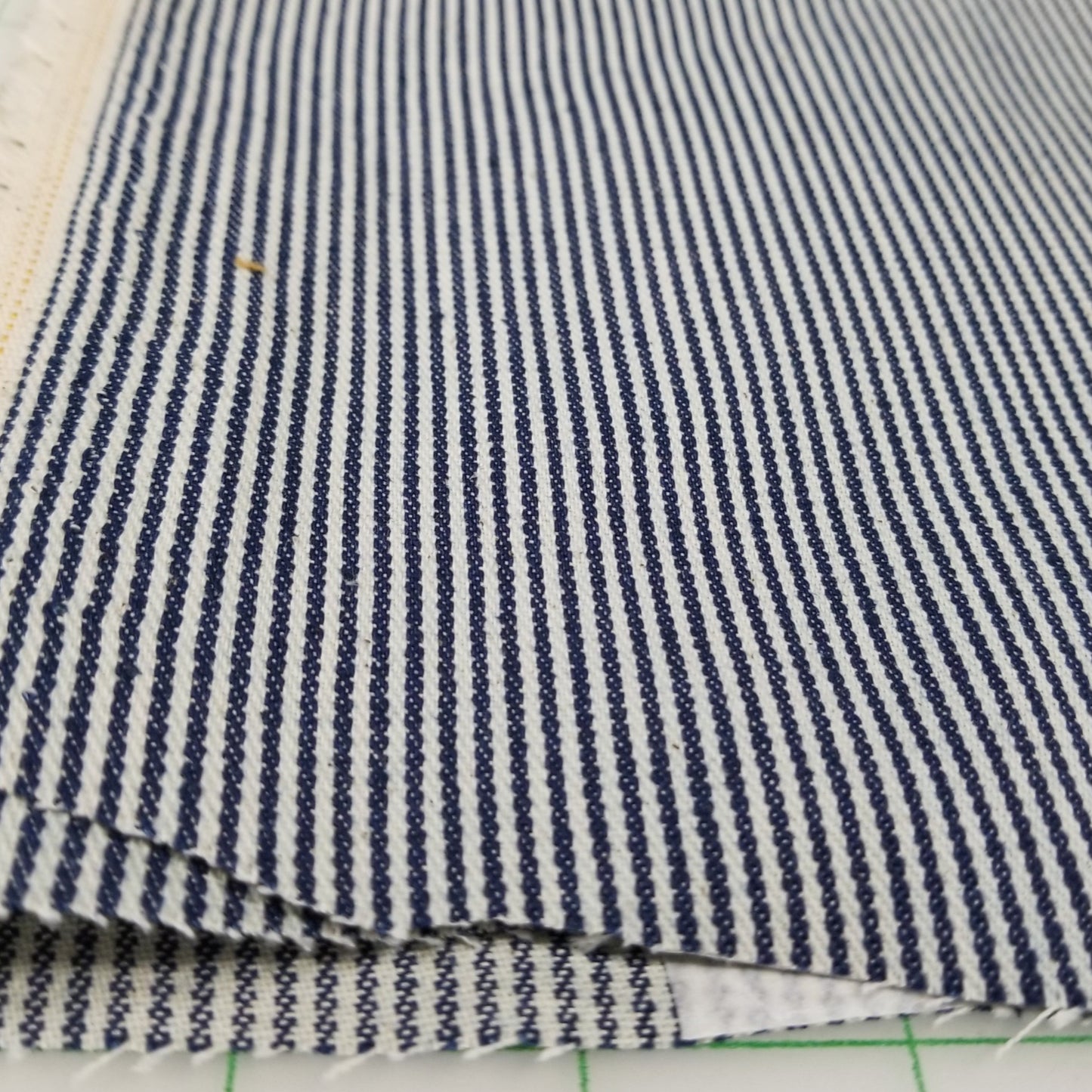 Designer Deadstock Railroad Stripe Cotton Denim Fashion Woven 10 oz-Sold by the yard