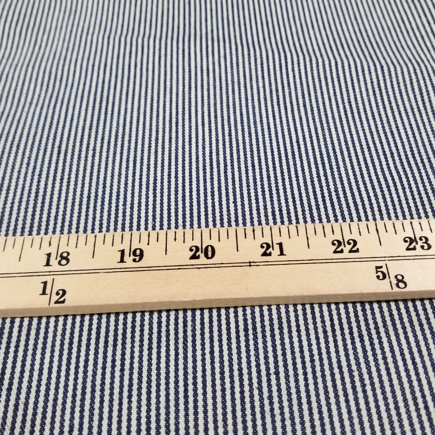 Designer Deadstock Railroad Stripe Cotton Denim Fashion Woven 10 oz-Sold by the yard