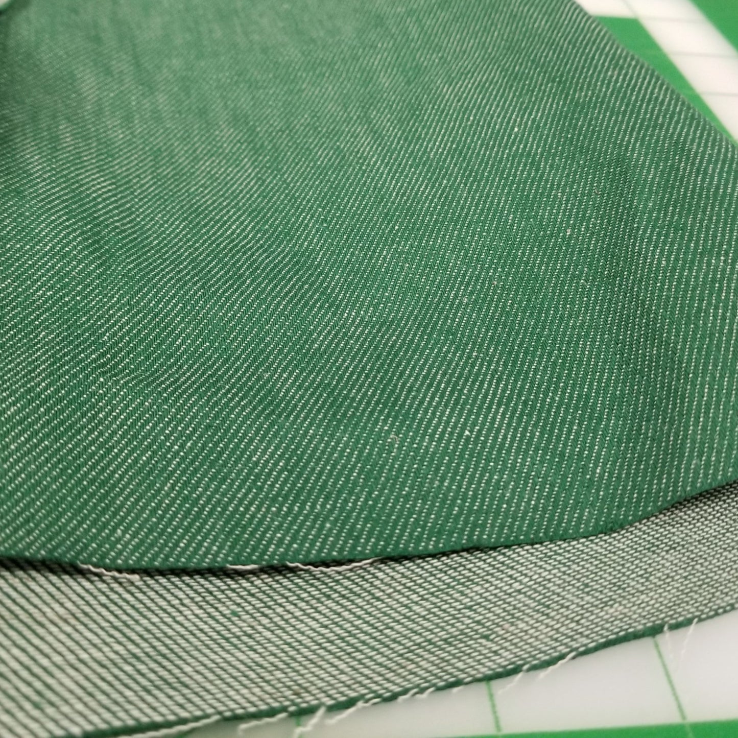 Japan Cotton Linen Colored Denim Kelly Green Non-Stretch Woven 11oz-by the yard