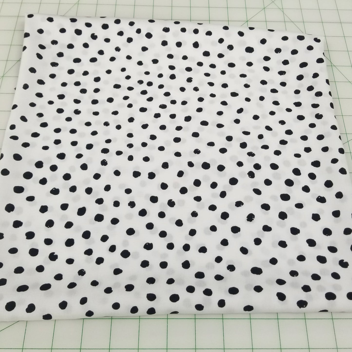 Designer Deadstock Rayon Linen Ivory and Black Polka Dot Woven- by the yard