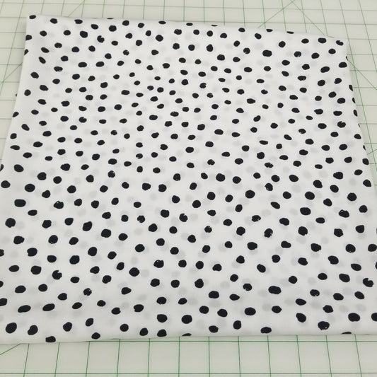 Designer Deadstock Rayon Linen Ivory and Black Polka Dot Woven- by the yard