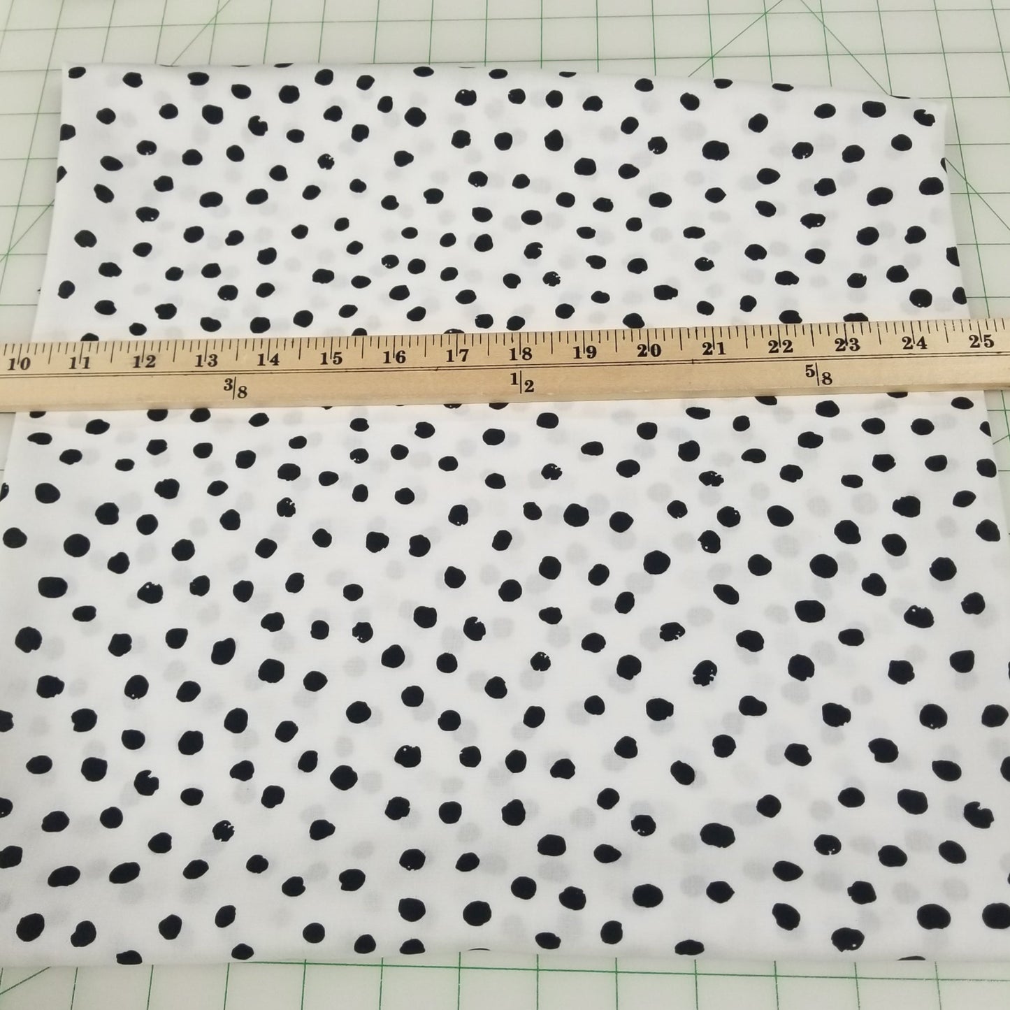 Designer Deadstock Rayon Linen Ivory and Black Polka Dot Woven- by the yard