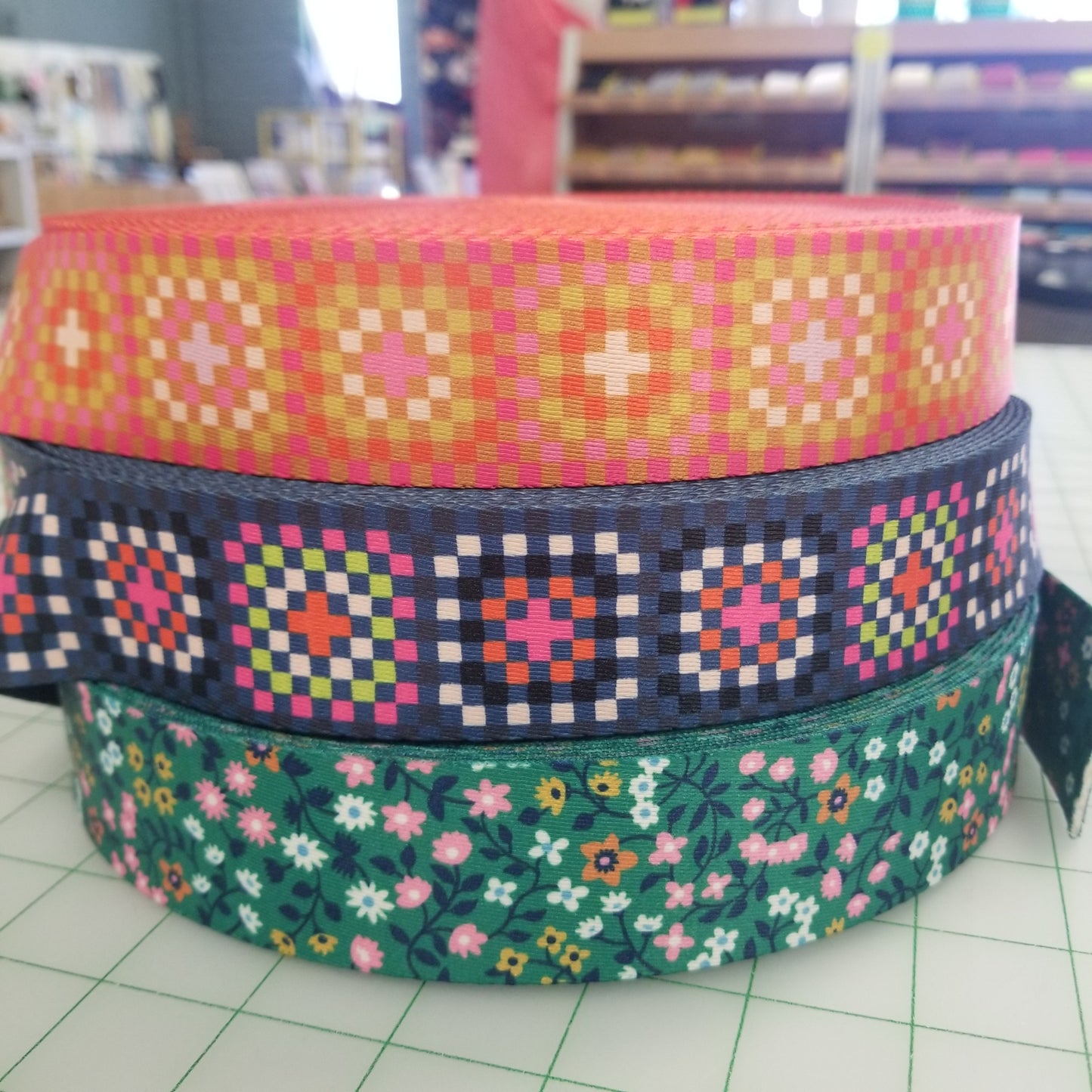 Webbing: Stitch Supply Co Granny Square Caramel 1.5 inch  - by the yard
