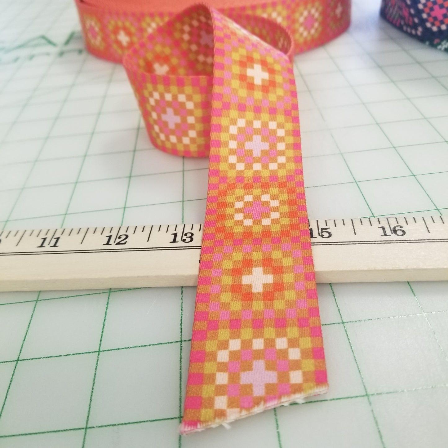 Webbing: Stitch Supply Co Granny Square Caramel 1.5 inch  - by the yard