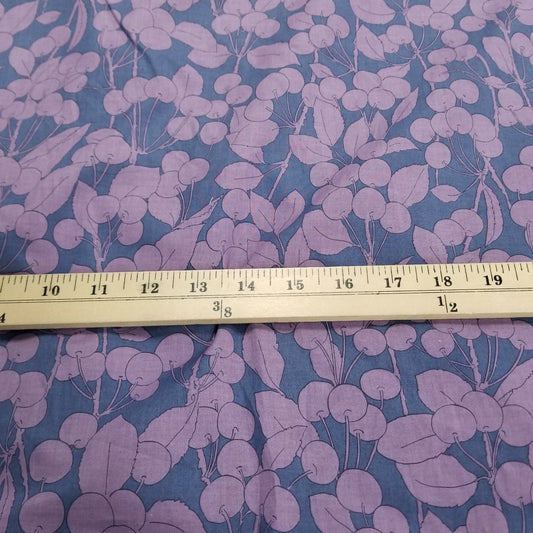 Japan Imported Fabric: Hokkoh Cherries Cotton Lawn Purple  Woven- by the yard