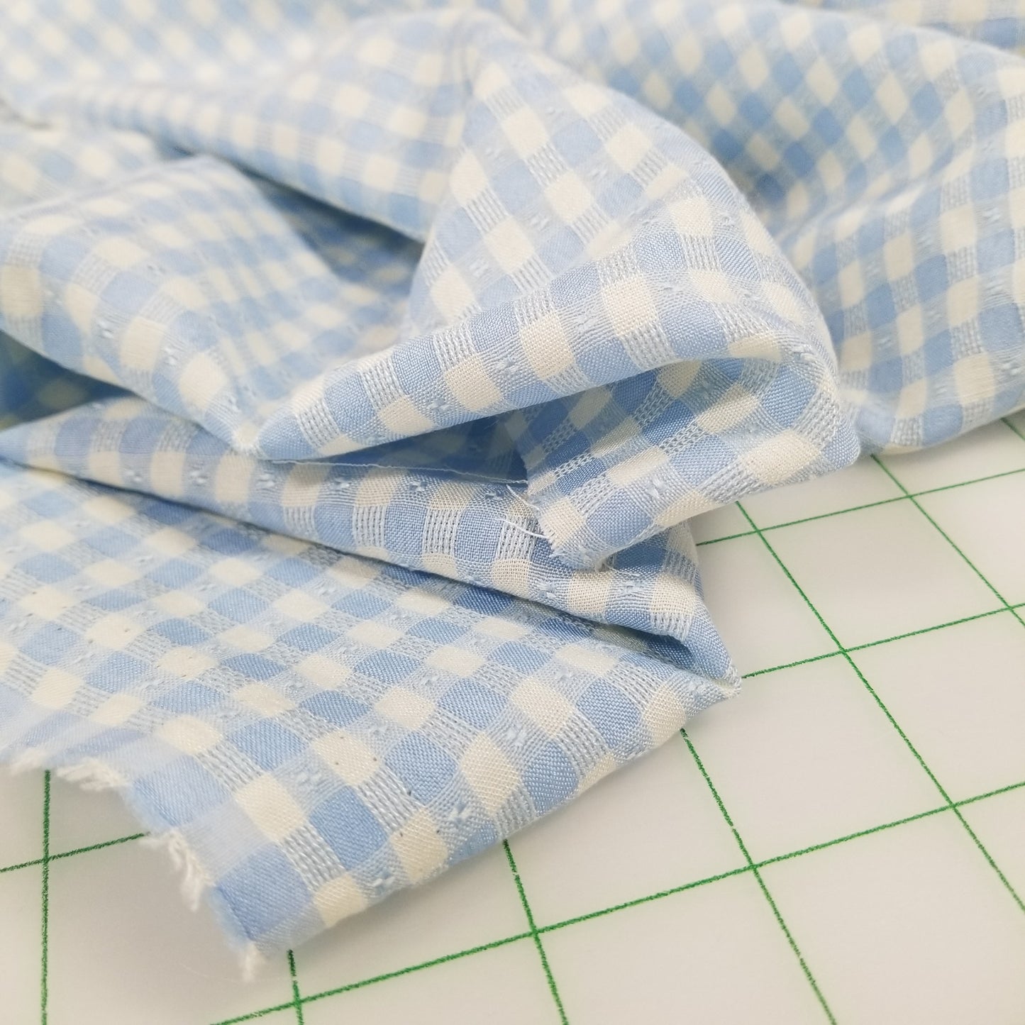 gingham woven blue deadstock