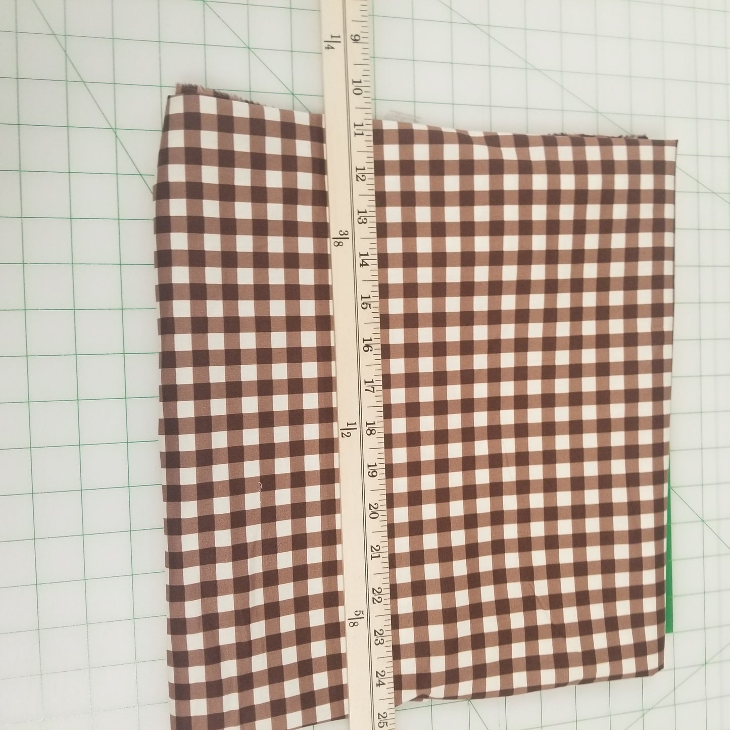 Designer LA Deadstock Cotton Spandex Poplin Brown Gingham Woven- by the yard