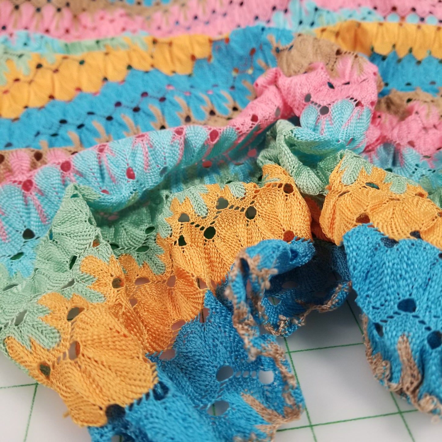Designer Deadstock Crochet Stretch Multi-color Woven- by the yard