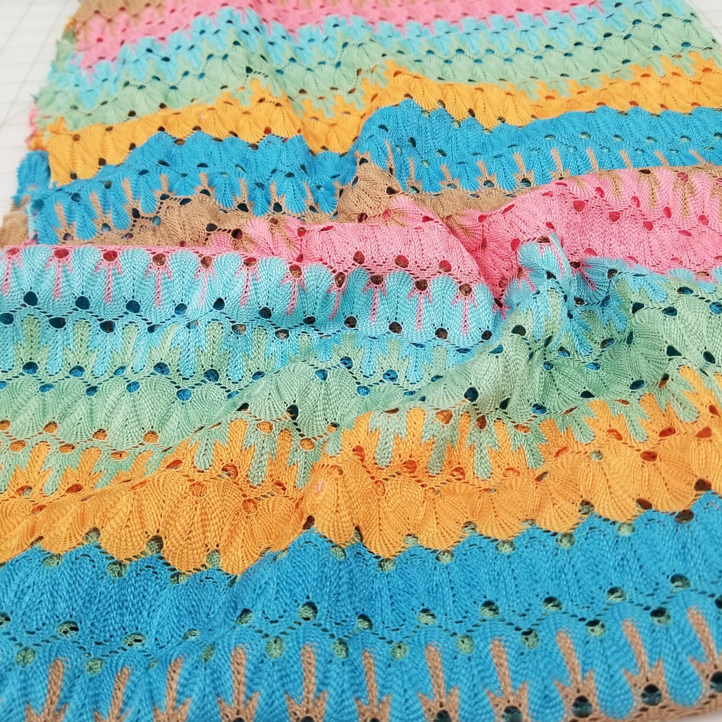 Designer Deadstock Crochet Stretch Multi-color Woven- by the yard