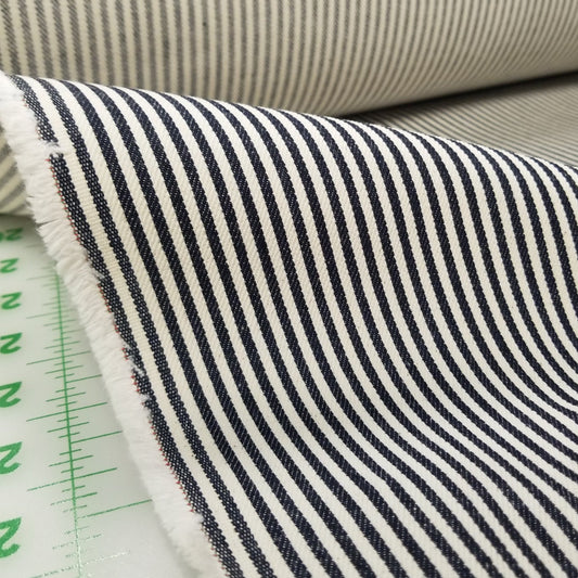 Cone Mills Denim Railroad Vertical Stripe Woven 12 oz - by the yard