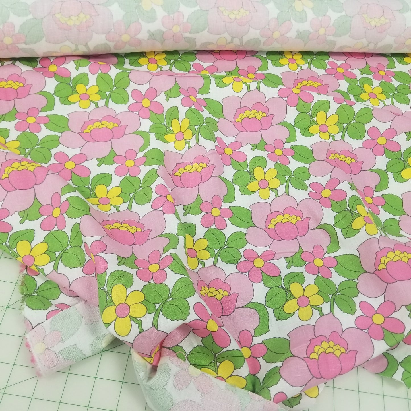 Designer Deadstock Retro Vintage Inspired Floral Soft Laundered Cotton Linen Woven-by the yard