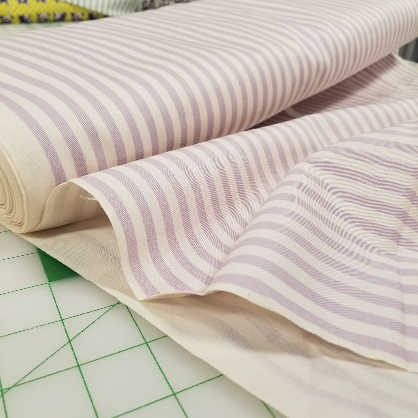 Japan Fabrics: Sevenberry Cotton Twill Vertical Stripes Lavender Woven- by the yard