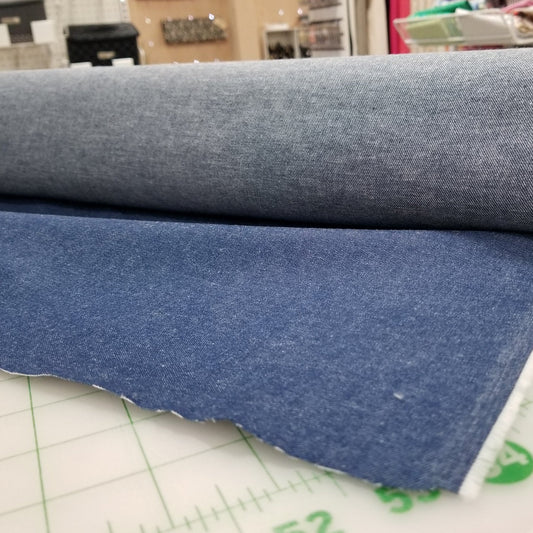 Japan Denim Import: Medium Blue Denim 8oz Laundered Cotton Woven-by the yard