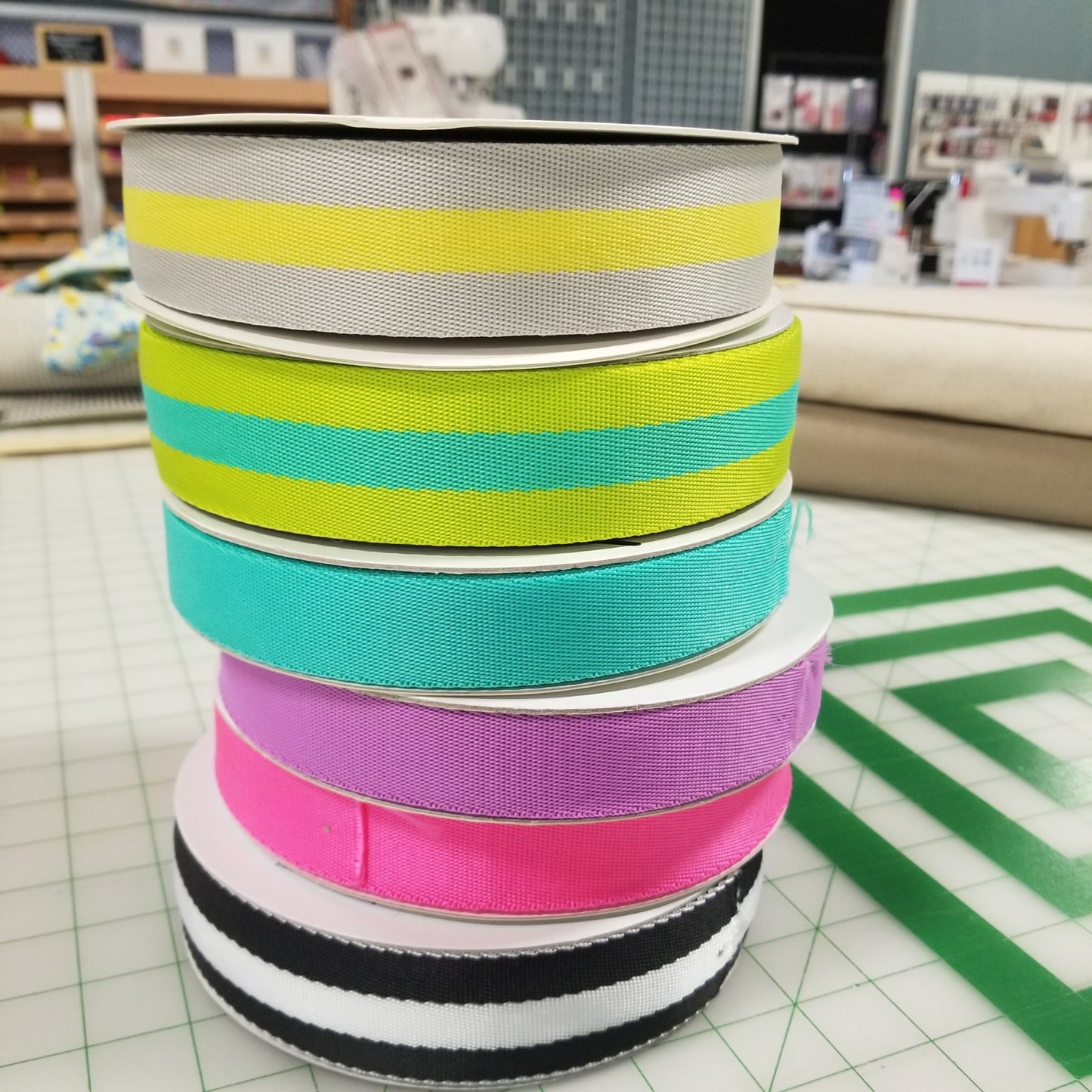 Webbing: Lime and Bright Aqua- 1.5"-Tula Pink - by the yard
