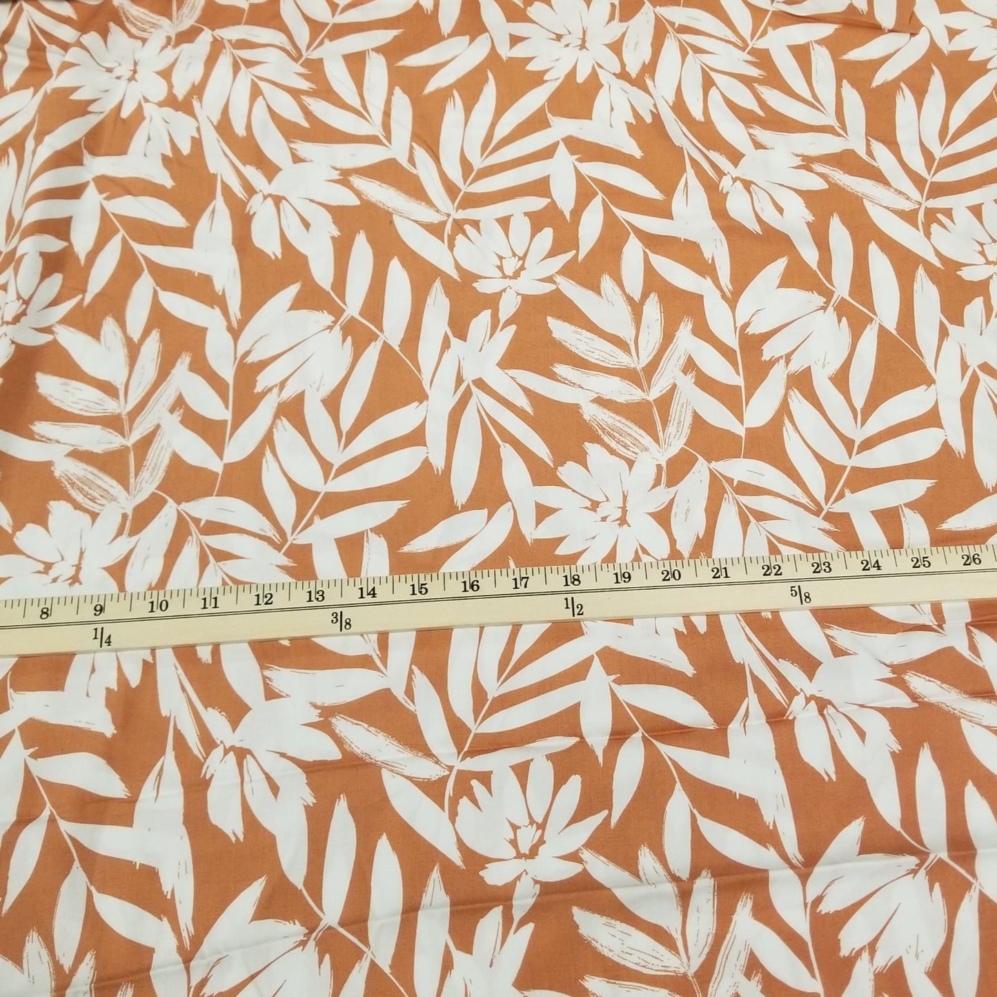 Picasso Rayon Poplin Rust and Ivory Foliage Woven- by the yard